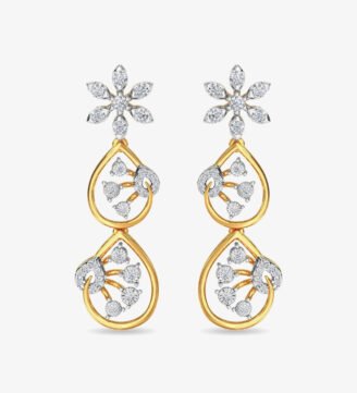 Diamond Trinity Earring Dangler Rose Gold