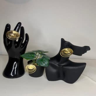 Parure Aissa boucles d'oreilles et bague spirales dorées - Les Joyaux d'Asti