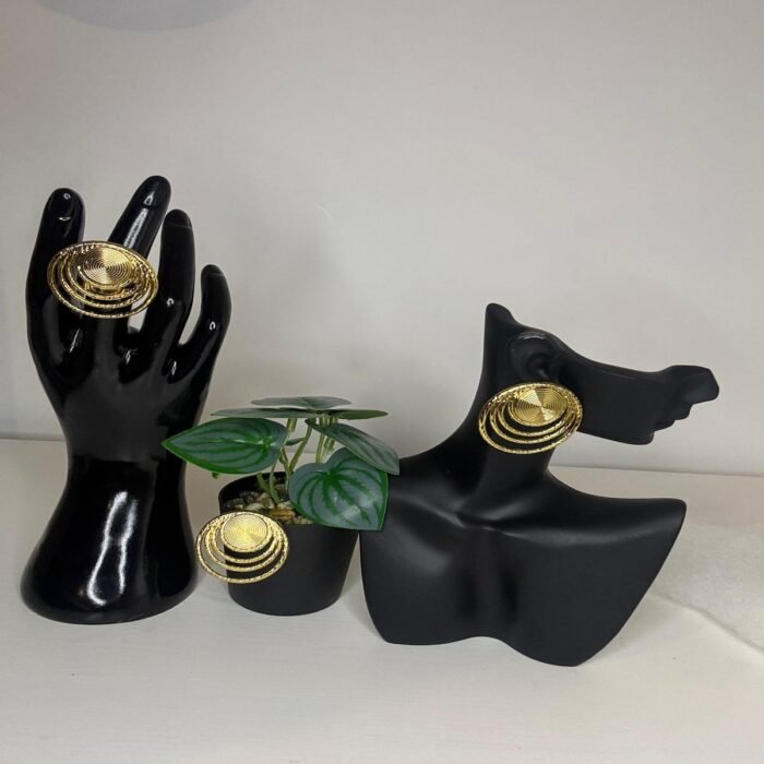 Parure Aissa boucles d'oreilles et bague spirales dorées - Les Joyaux d'Asti