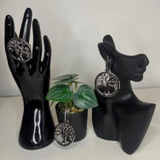 Parure Bao boucles et bague arbre de vie argentées - Les Joyaux d'Asti