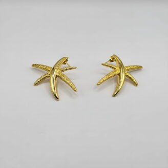 Boucles d'oreilles fantaisie couleur or en forme d'étoile de mer avec texture granulée, SA Jewelry