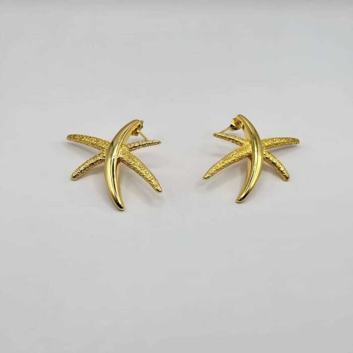 Boucles d'oreilles fantaisie couleur or en forme d'étoile de mer avec texture granulée, SA Jewelry