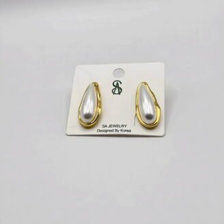 Boucles d'Oreilles Goutte Perle Nacrée Couleur Or